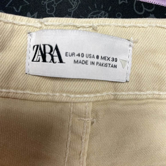 Zara - Cream Straight Leg Ankle Jeans with Frayed Hem Size 8 - Picture 7 of 7